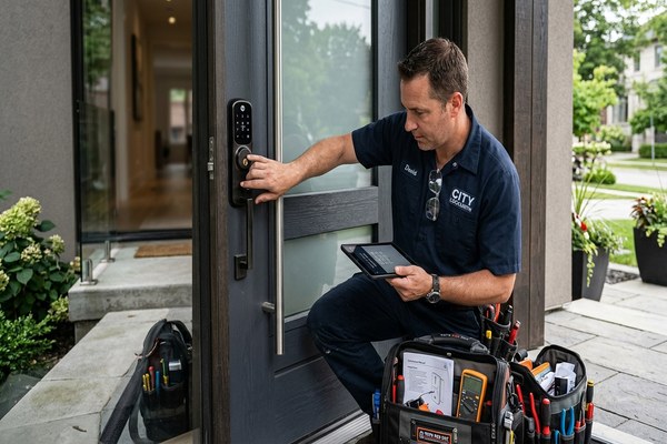Smart lock installation on Foster City front door